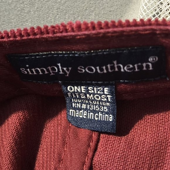 Simply Southern Burgundy Corduroy YEEHAW Baseball Cap Sparkle Lettering - Picture 10 of 12